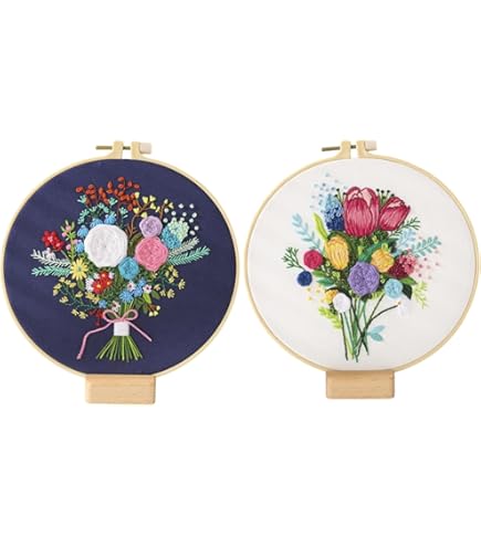 Amazon | 初心者向けの花瓶と花柄の刺繍キット、大人の手作り手芸愛好